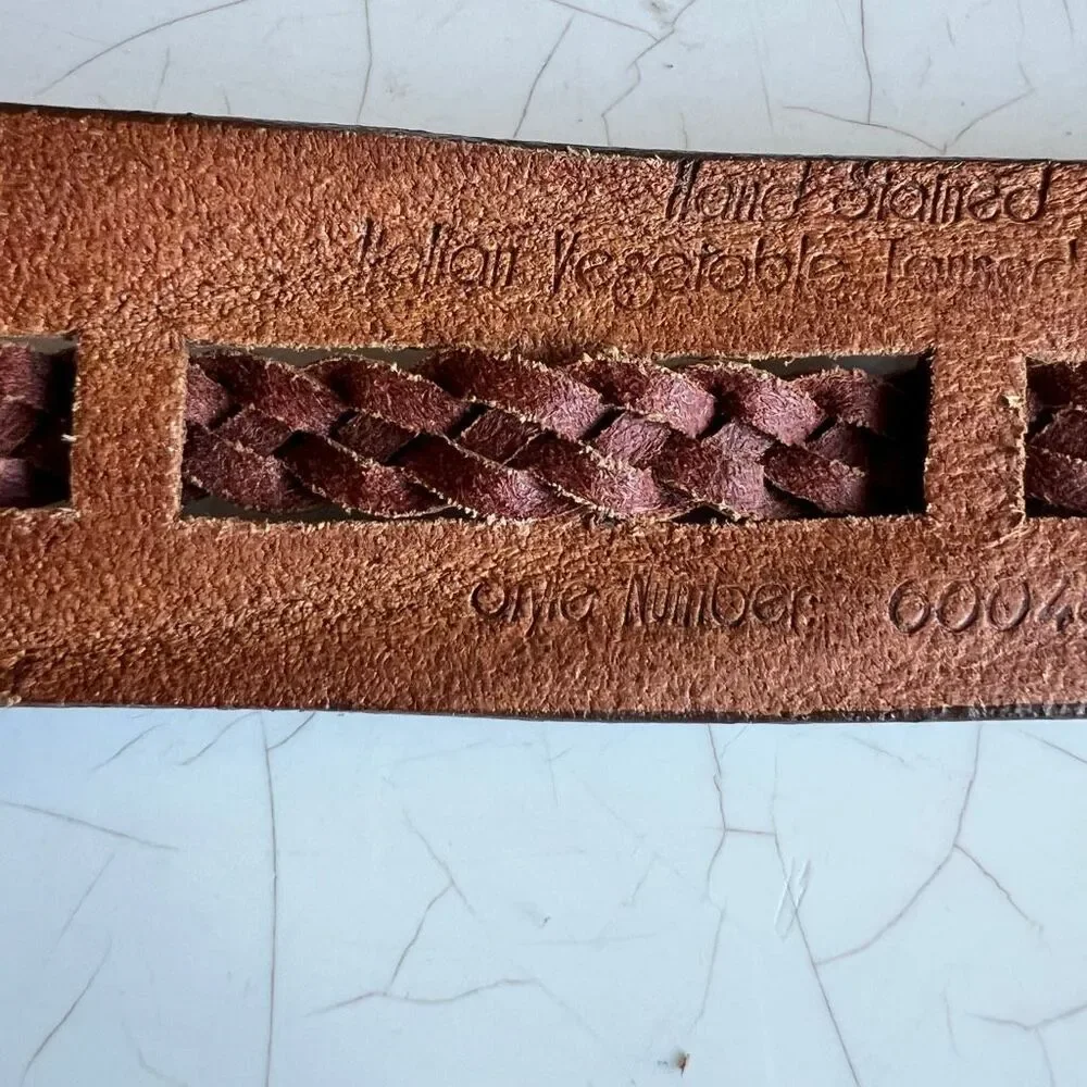 Will leather goods a vintage-style brown leather belt featuring embossed details